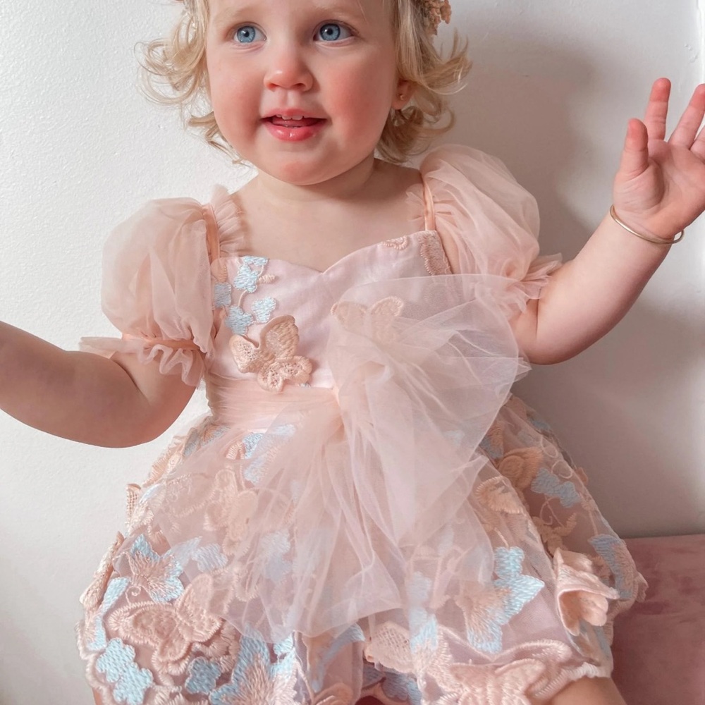 Pink Butterfly Dress Romper for Toddlers